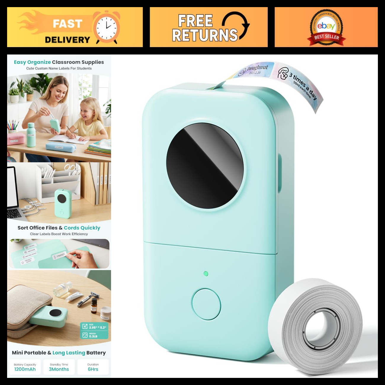 Mini Bluetooth Label Maker, D30 Portable Label Printer with Tape, Easy to Use