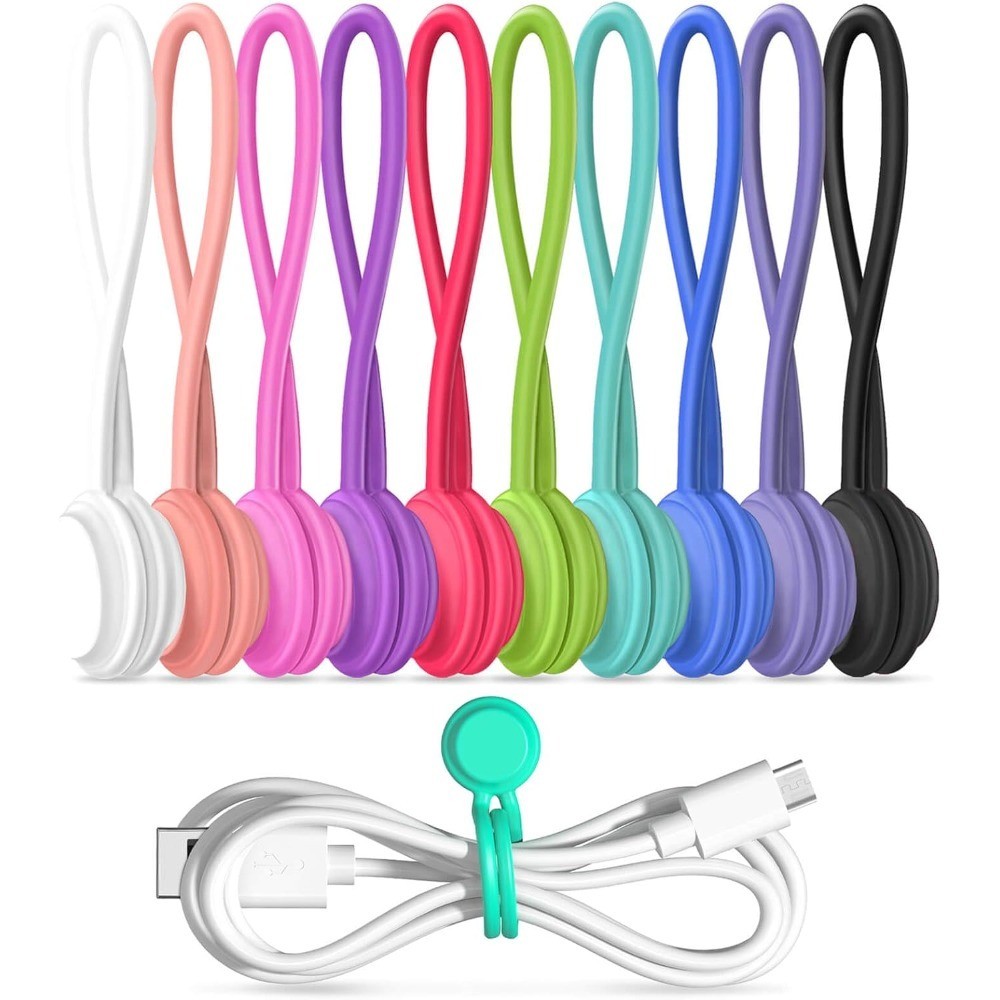 Magnetic Cable Ties 10 PCS Reusable Cable Organizers Earbuds Cords USB Cable