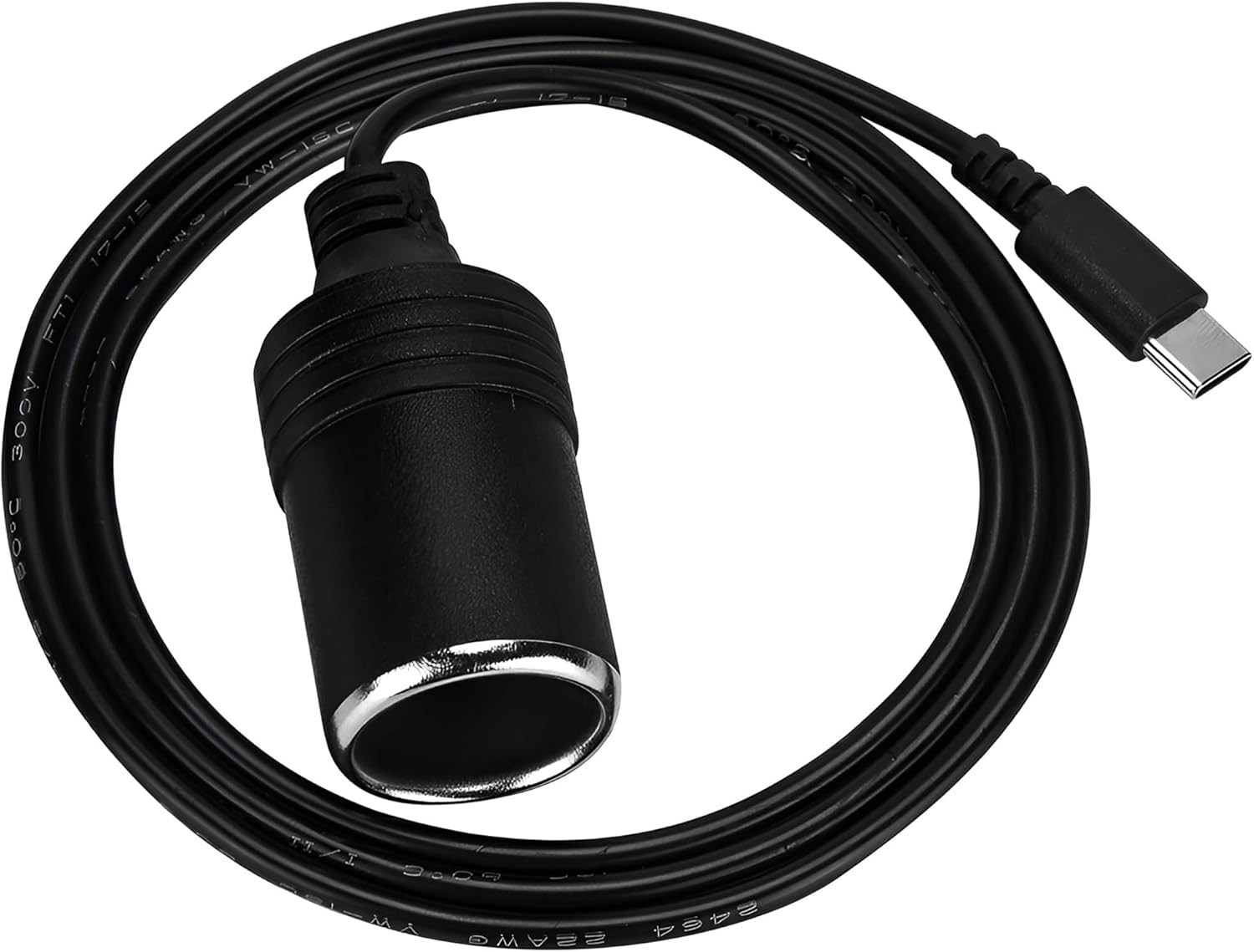 12V USB Type-C Male Plug to Car Cigarettes Adapter Female Socket PD Power Cable,