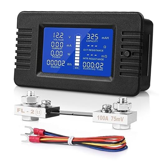 DC Multifunction Battery Monitor Meter - 0-200V 0-100A LCD Display Digital