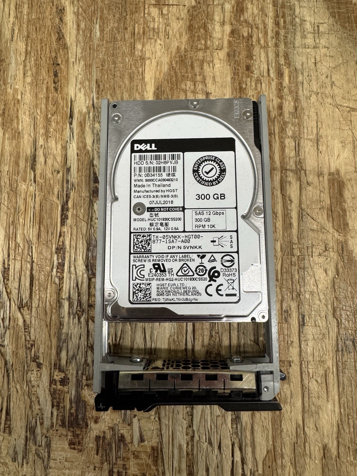 5VNKK, 0B34155, Dell Hitachi HUC101830CSS200 300GB 10K 12Gbps SFF SAS HDD