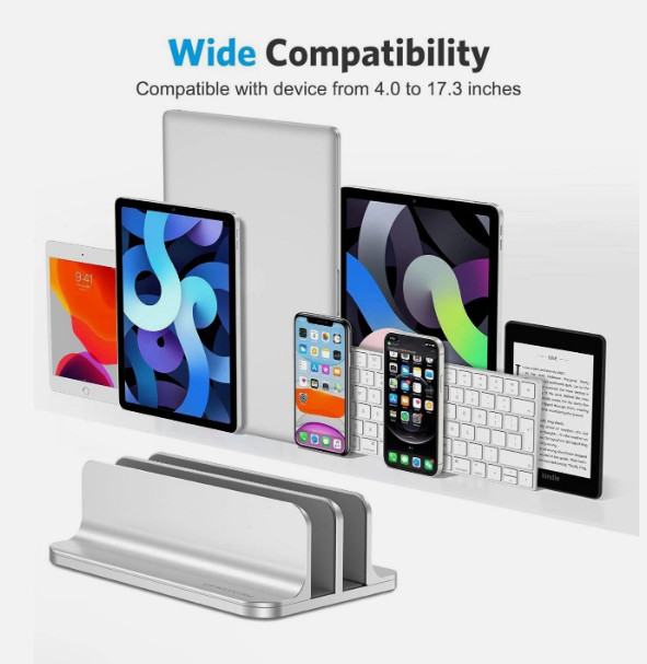 OMOTON Adjustable Vertical Laptop Stand–Aluminum Adjustable Fit for Laptops