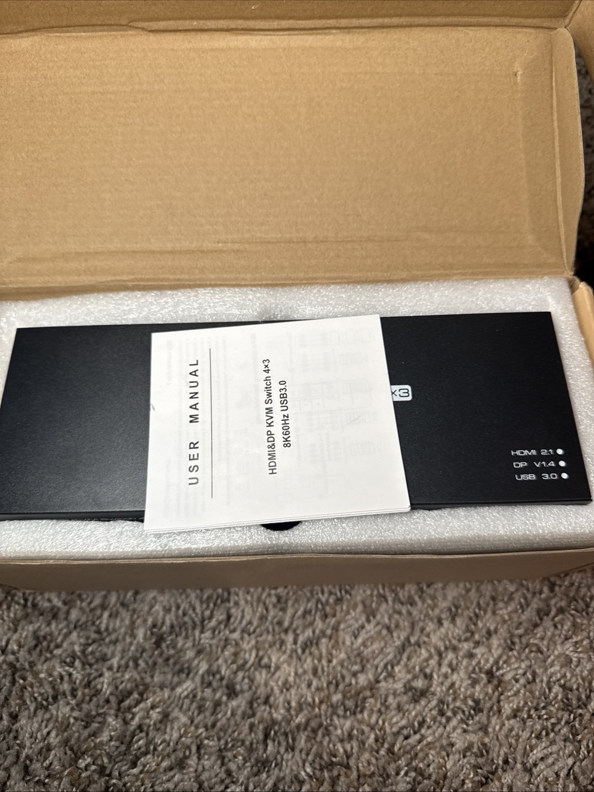 ATLAHET 4-Port Dual Monitor HDMI KVM Switch 8K 60Hz 4K 120Hz USB 3.0 Open Box