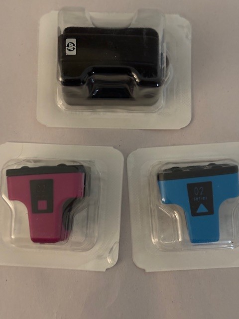 3 pack HP 02 High-Yield Ink Cartridges  for PhotoSmart Blk, Magenta, Blue