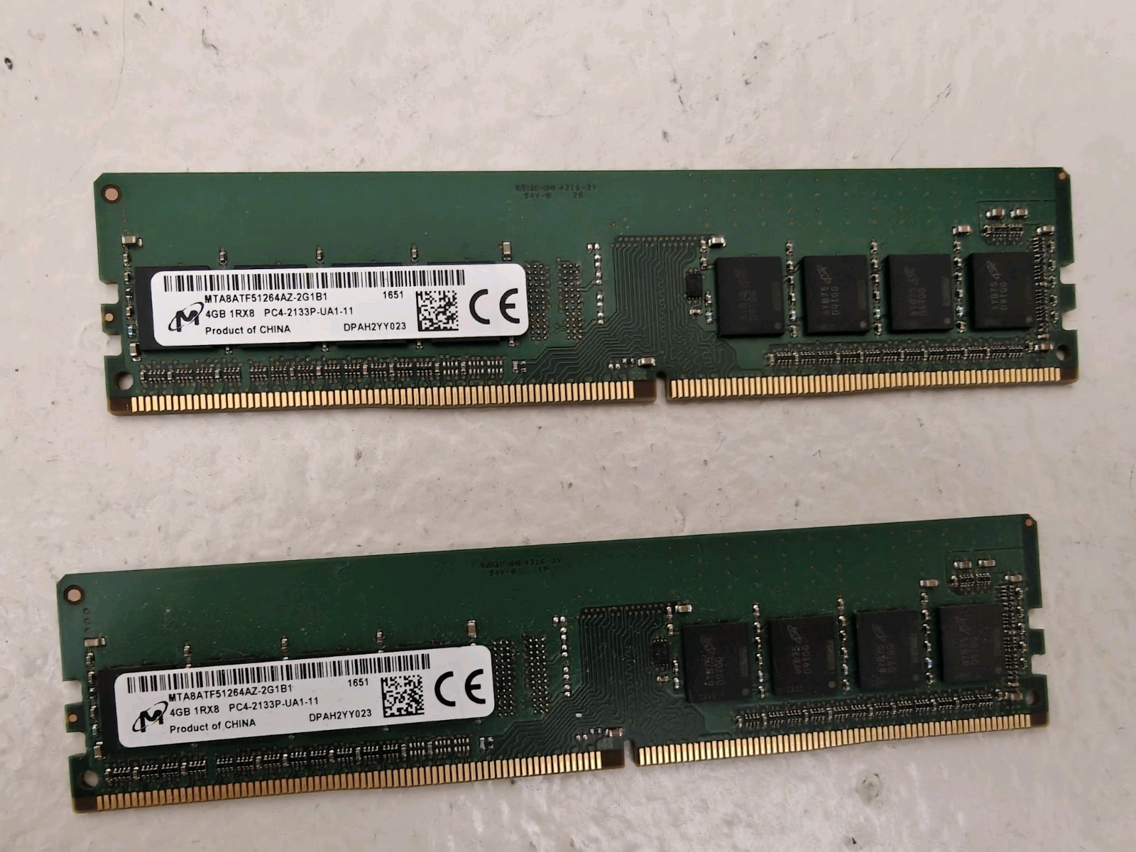 Lot Of 2 Micron 8GB 1Rx8 DDR4 PC4-2133P