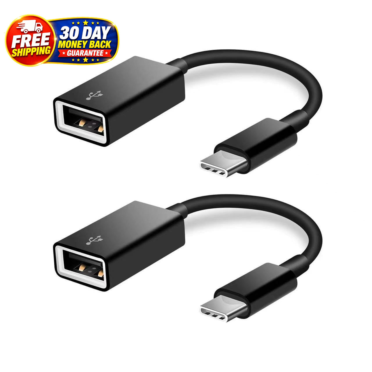USB C to Adapter [2 Pack],Type-C OTG Cable Type C Male A Black