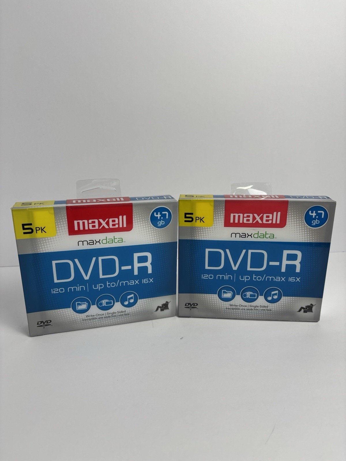 5 Pack Lot Of 2 Maxell DVD-R 4.7GB 16X Jewel Case Data Video 120 Minutes New