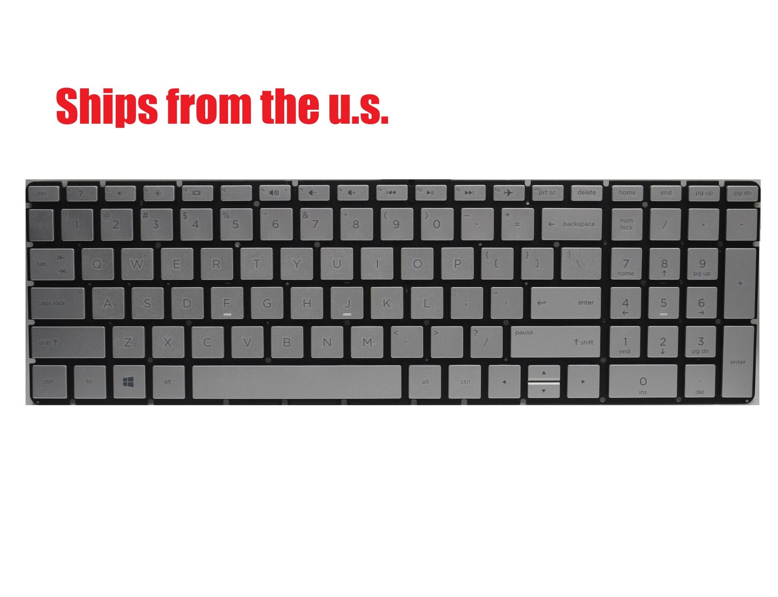 For HP Pavilion 15t-cc000 15t-cc100 15t-cc500 US Silver Keyboard Non-Backlit