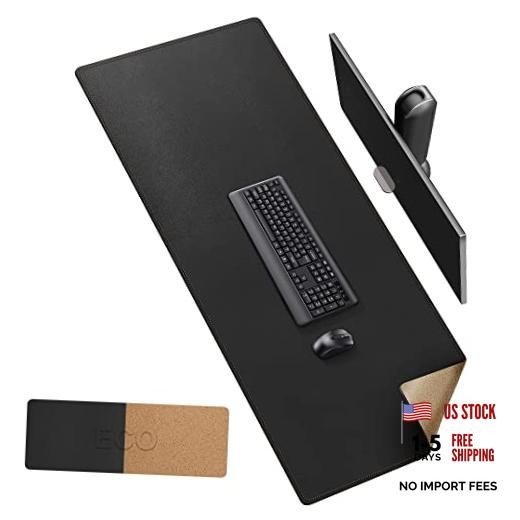 Cork & Leather Desk Mat, 63' x 23.6' Large XXL, Full 63” x 23.6” Cork+black