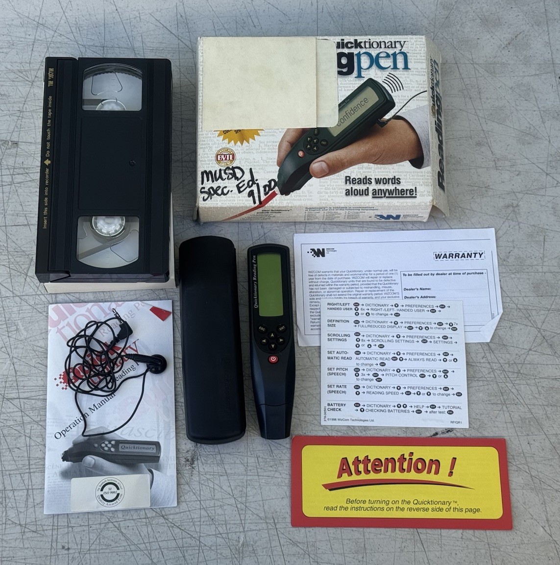 Educational Quicktionary Reading Pen SII Vintage 1998 Original Box Manual Case