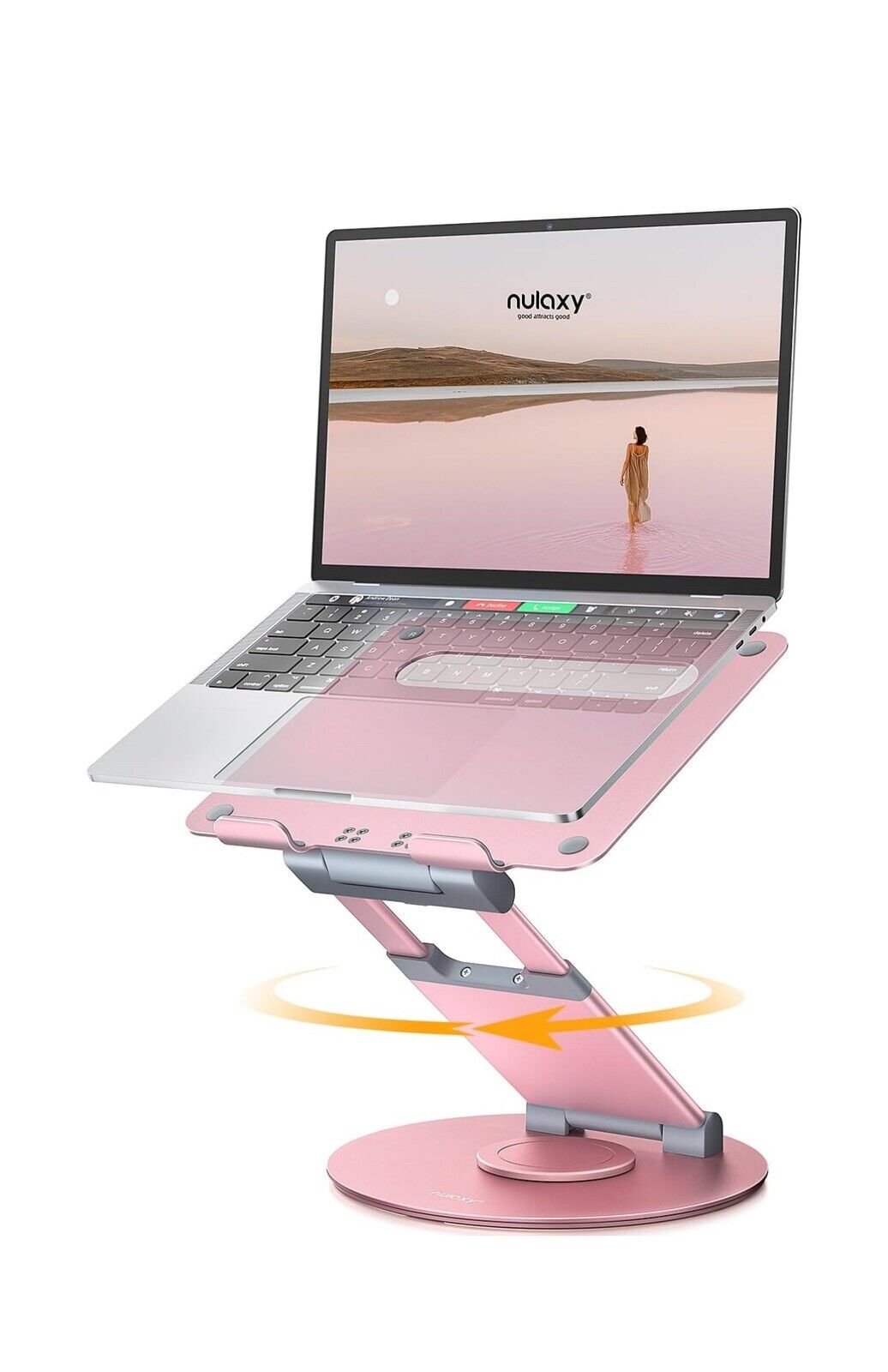 Nulaxy Telescopic Laptop Stand for Desk 360 Rotating Base D-Rose Gold