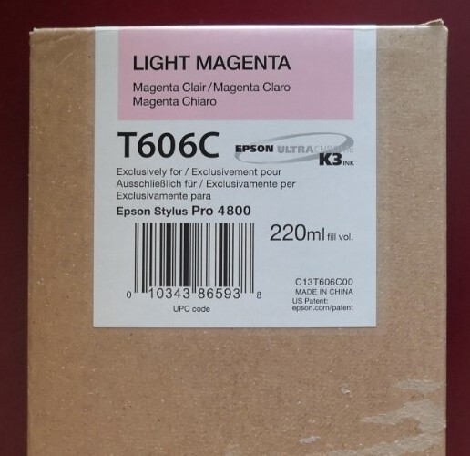 02-2015 GENUINE EPSON T606C LIGHT MAGENTA 220ml K3 INK STYLUS PRO 4800