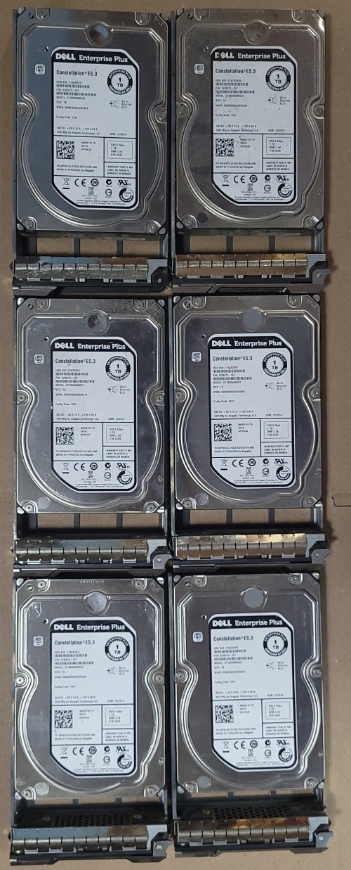 6x Dell Enterprise Plus 1TB Constellation ES.3 SAS Hard Drive 3.5" & Caddy Tray