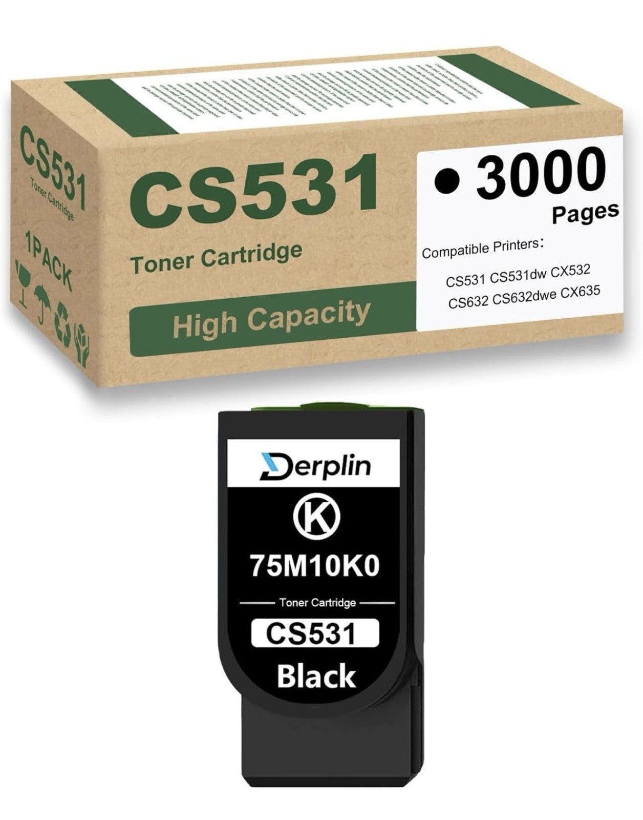 75M10K0 Black Toner Cartridge for Lexmark CS531 CX532 CS632 CX635