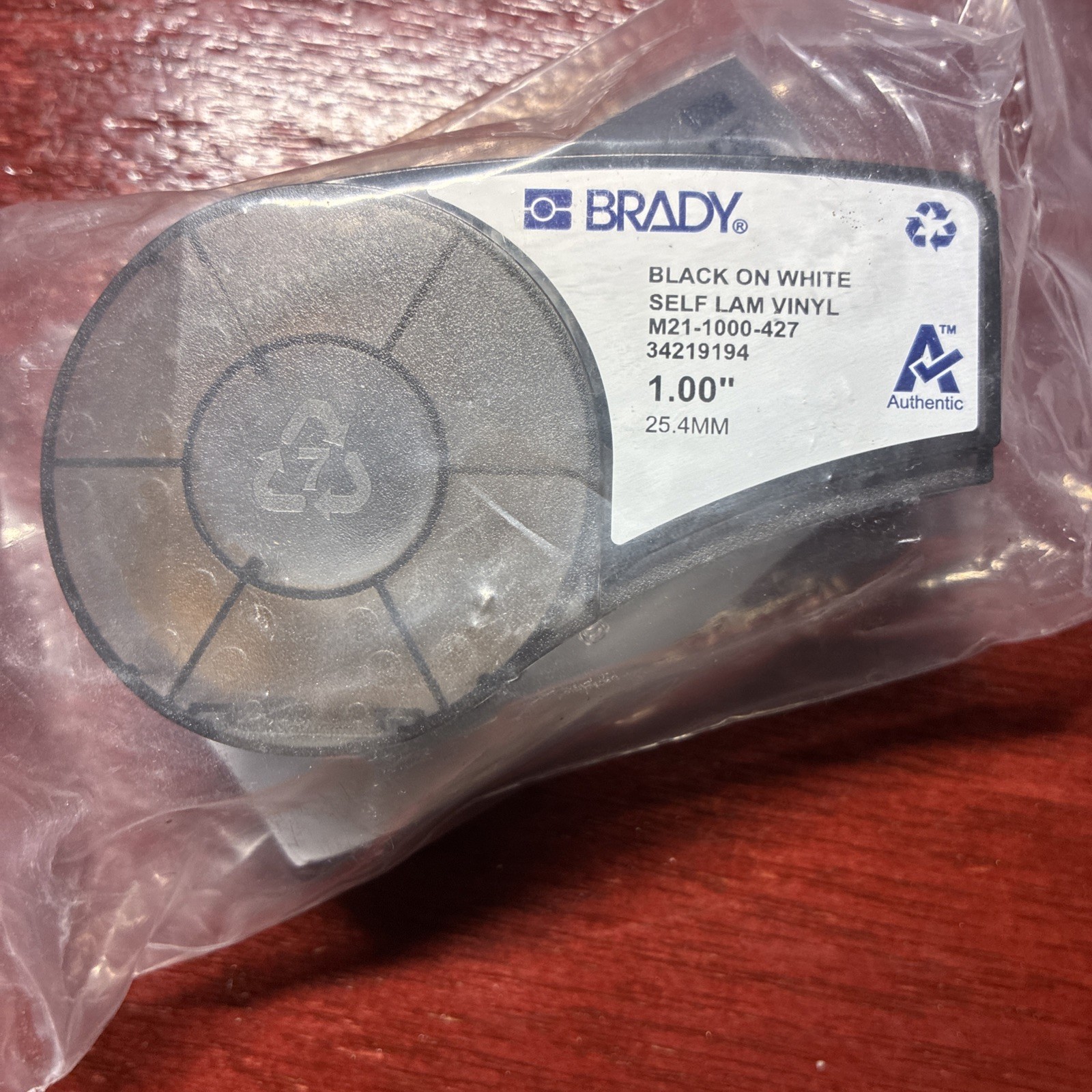 NEW Genuine BRADY  Black on White Self Laminating 1.0" Vinyl    M21-1000-427