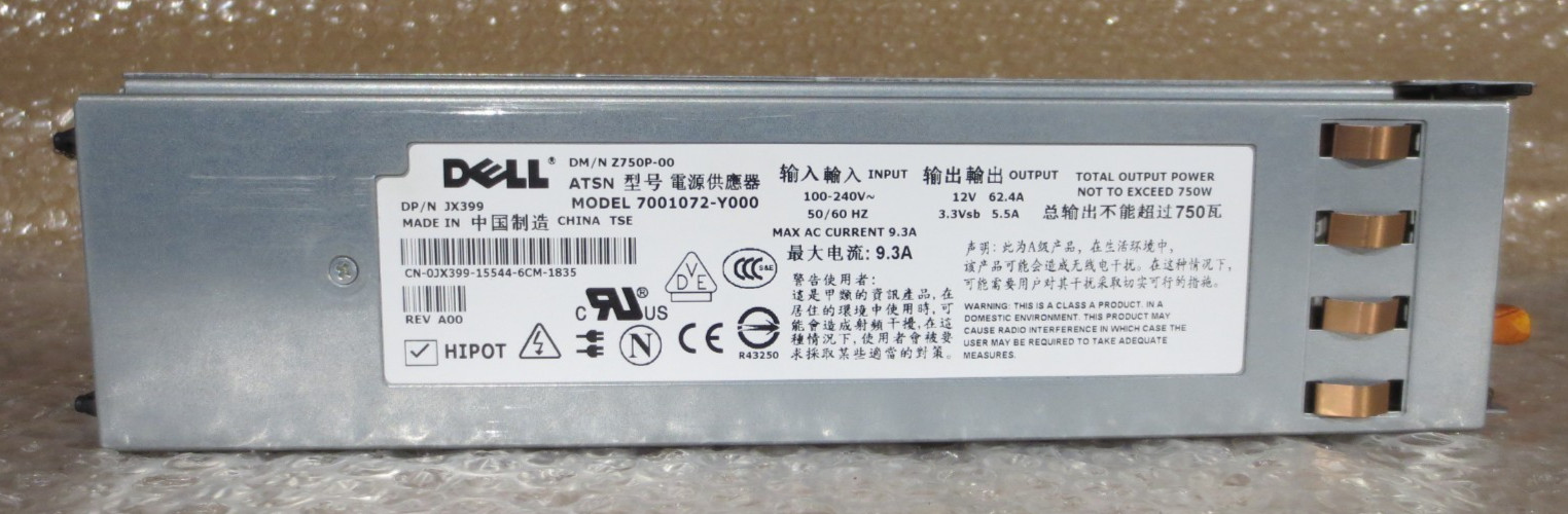 Dell Poweredge 2950 2970 750W PSU 7001072-Y000 M076R 0JX399 Z750P-00