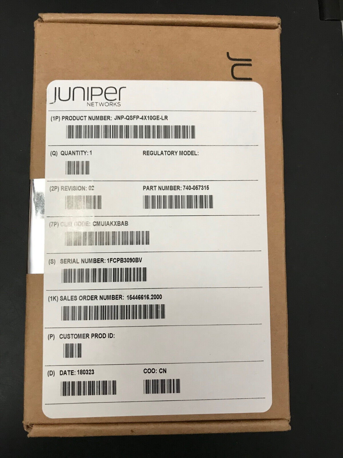 Juniper JNP-QSFP-4x10GE-LR 740-057315 QSFP-4x10GE-LR 10km New Sealed