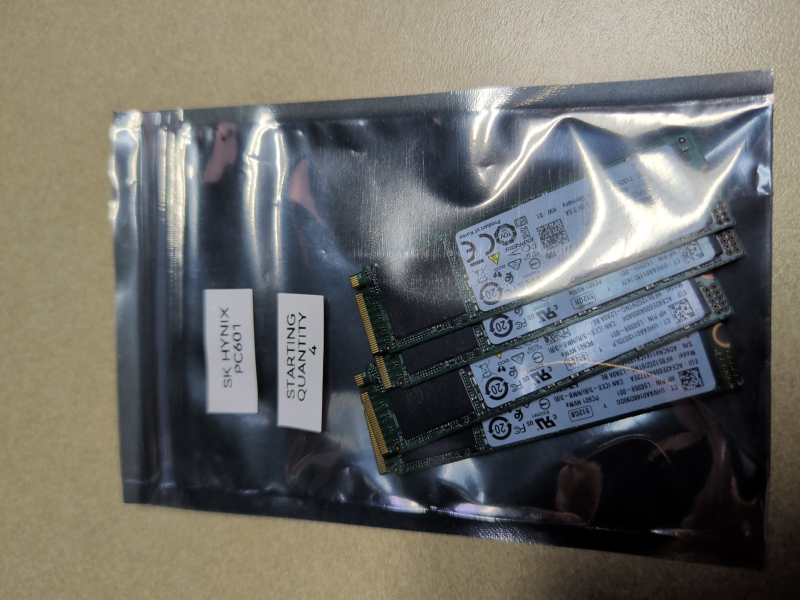 Lot of 4x SK Hynix PC601 512GB NVMe Gen3x4 M.2 2280 SSD Tested Wiped