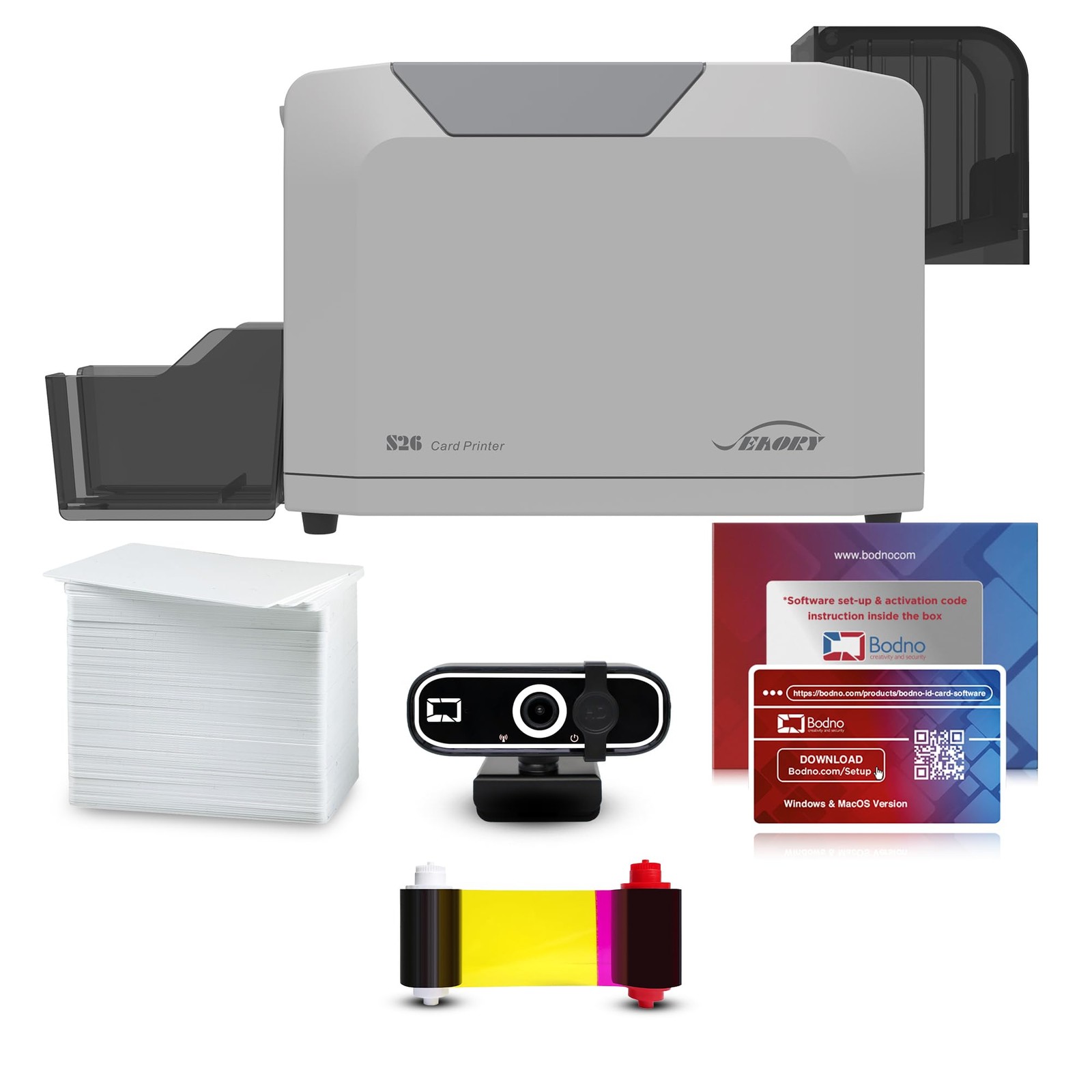 Bodno Seaory S26 Single Sided ID Card Printer & Complete  - Silver Edition