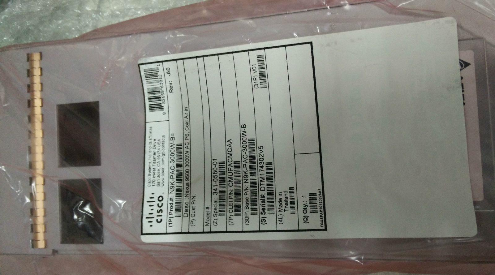 Cisco Nexus 9500 Series 3000W AC Power Supply (N9K-PAC-3000W-B) - NEW