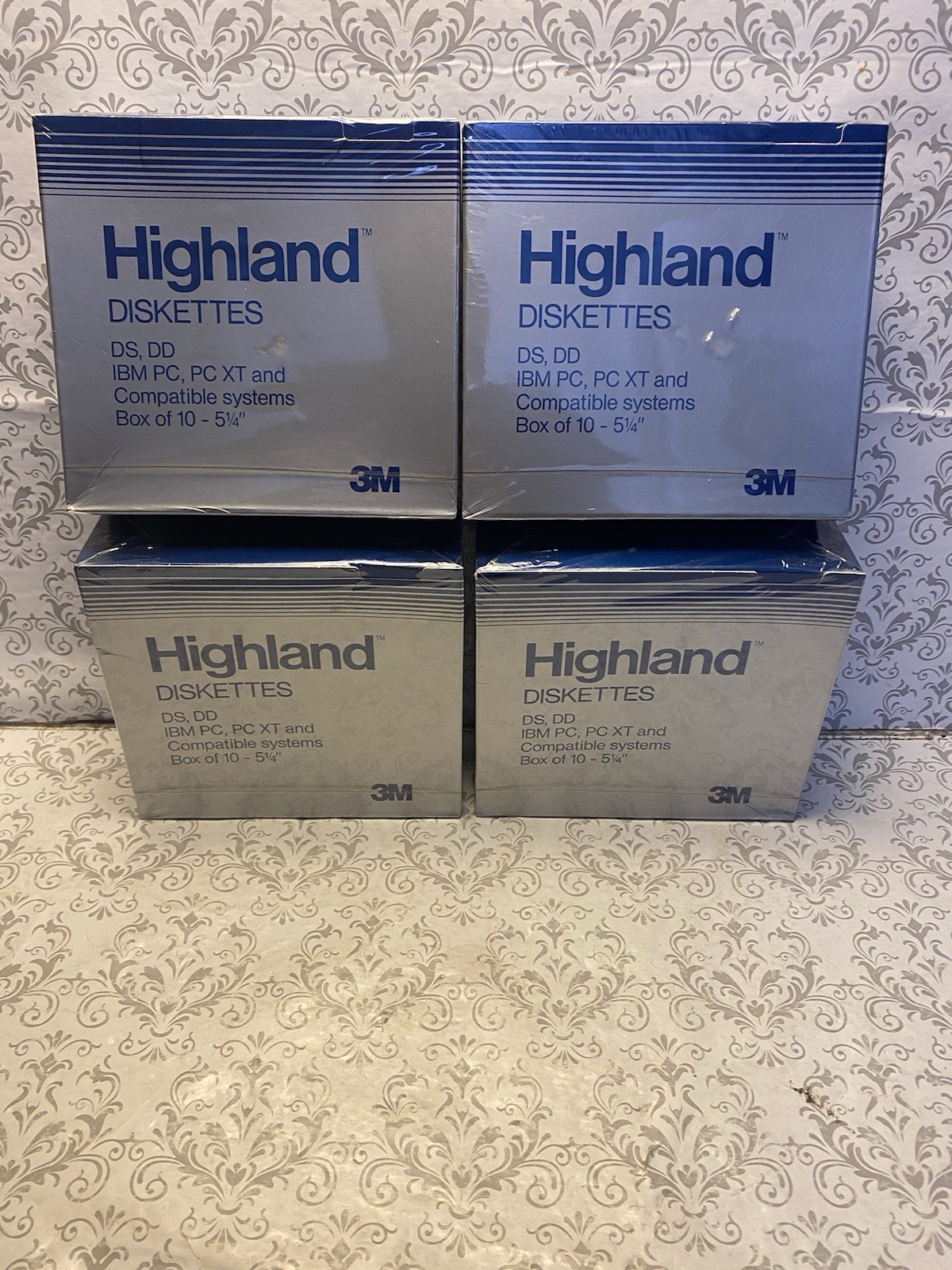 NEW 4 Factory Sealed Boxes  Highland 3M 5 1/4" Diskettes DS DD IBM PC PC XT Disc