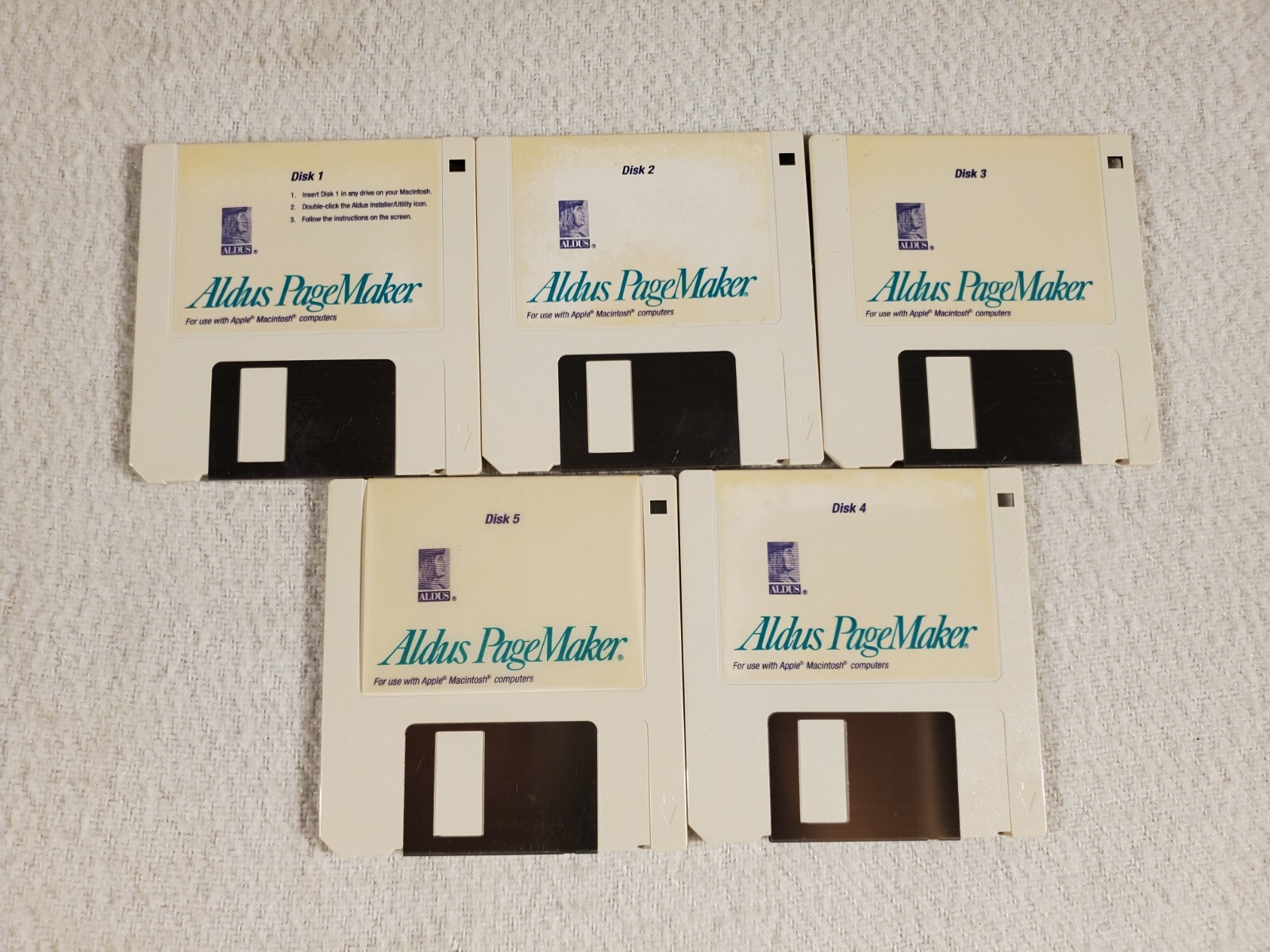 ALDUS PAGEMAKER 4.2 Vintage Macintosh Software 3.5" Floppy Disk 1991 w/ Key