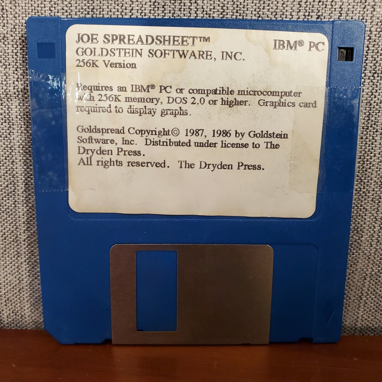 Goldspread Joe Spreadhseet 256k Version System Disk 1987 1986 Floppy 3.5 Vtg PC