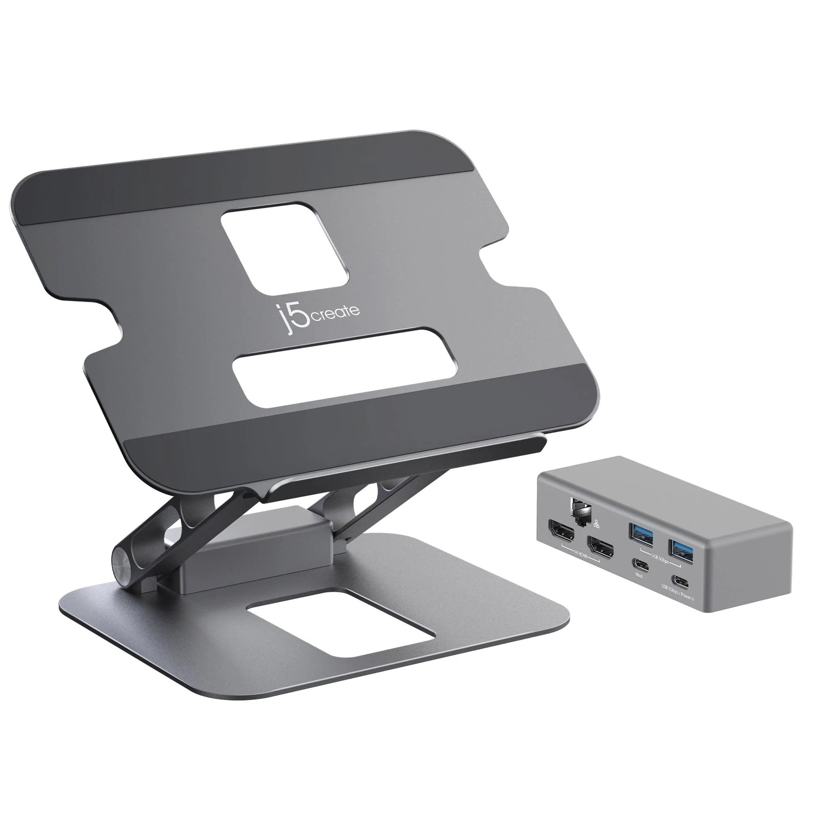 J5Create Multi-Angle Dual HDMI Laptop Docking Station with USB-C Mini Dock, 4K