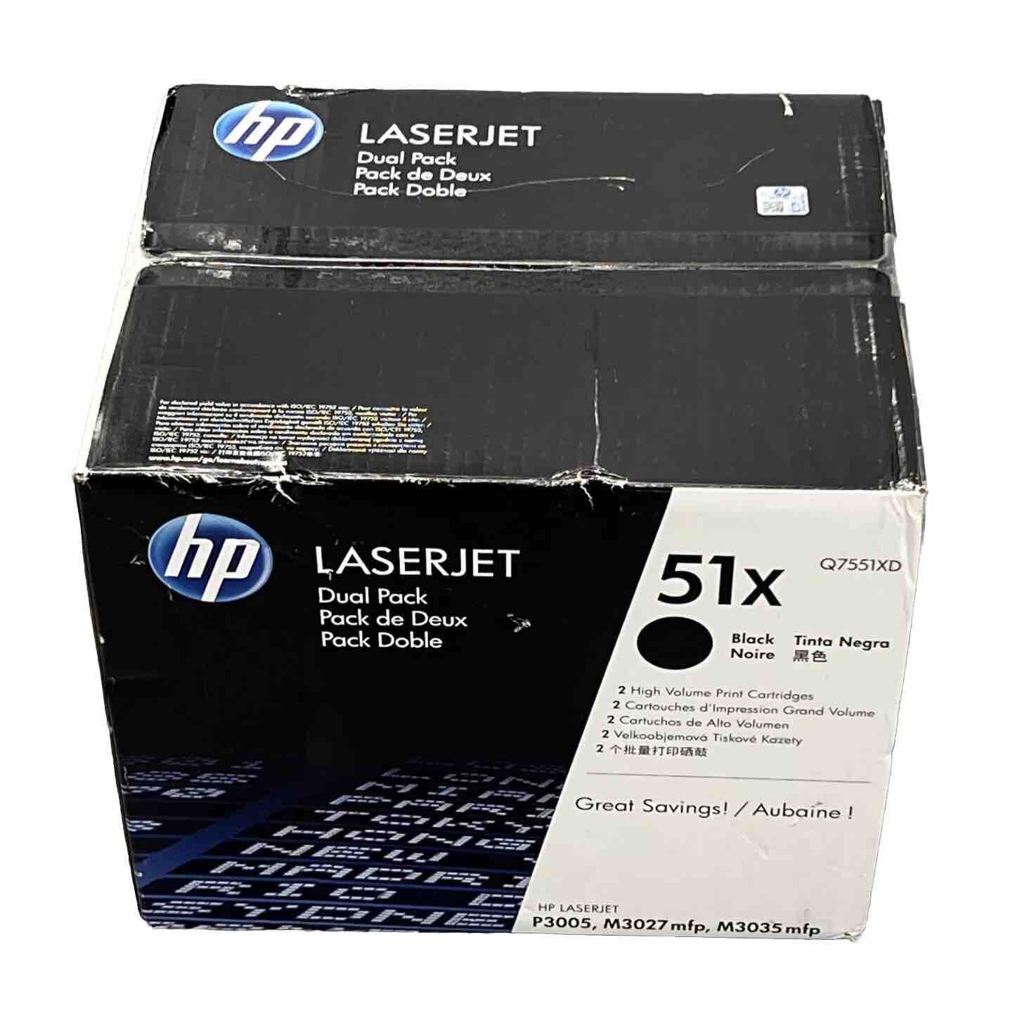 HP 51X Laserjet Q7551X Black Toner Printer Cartridge New Genuine OEM Dual Pack