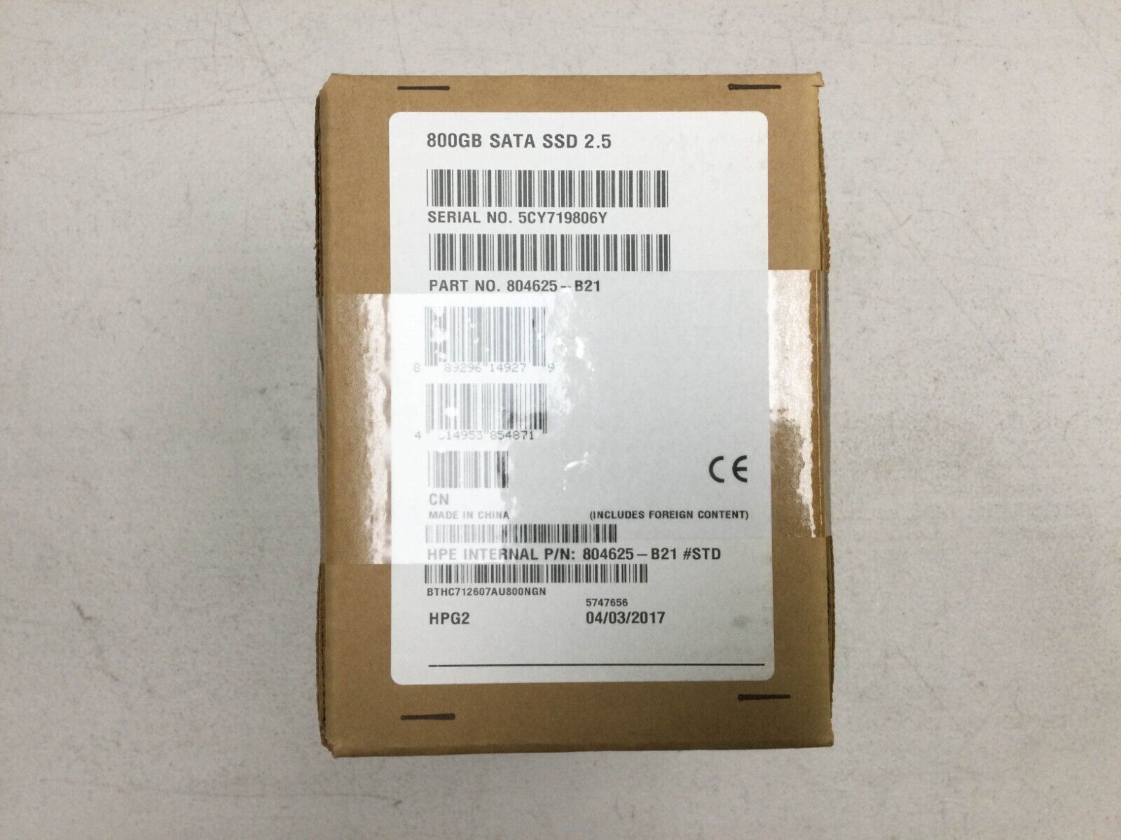 804625-B21 HPE 800GB SATA 6G MIXED USE SFF (2.5IN) SC SSD 805381-001 New Sealed