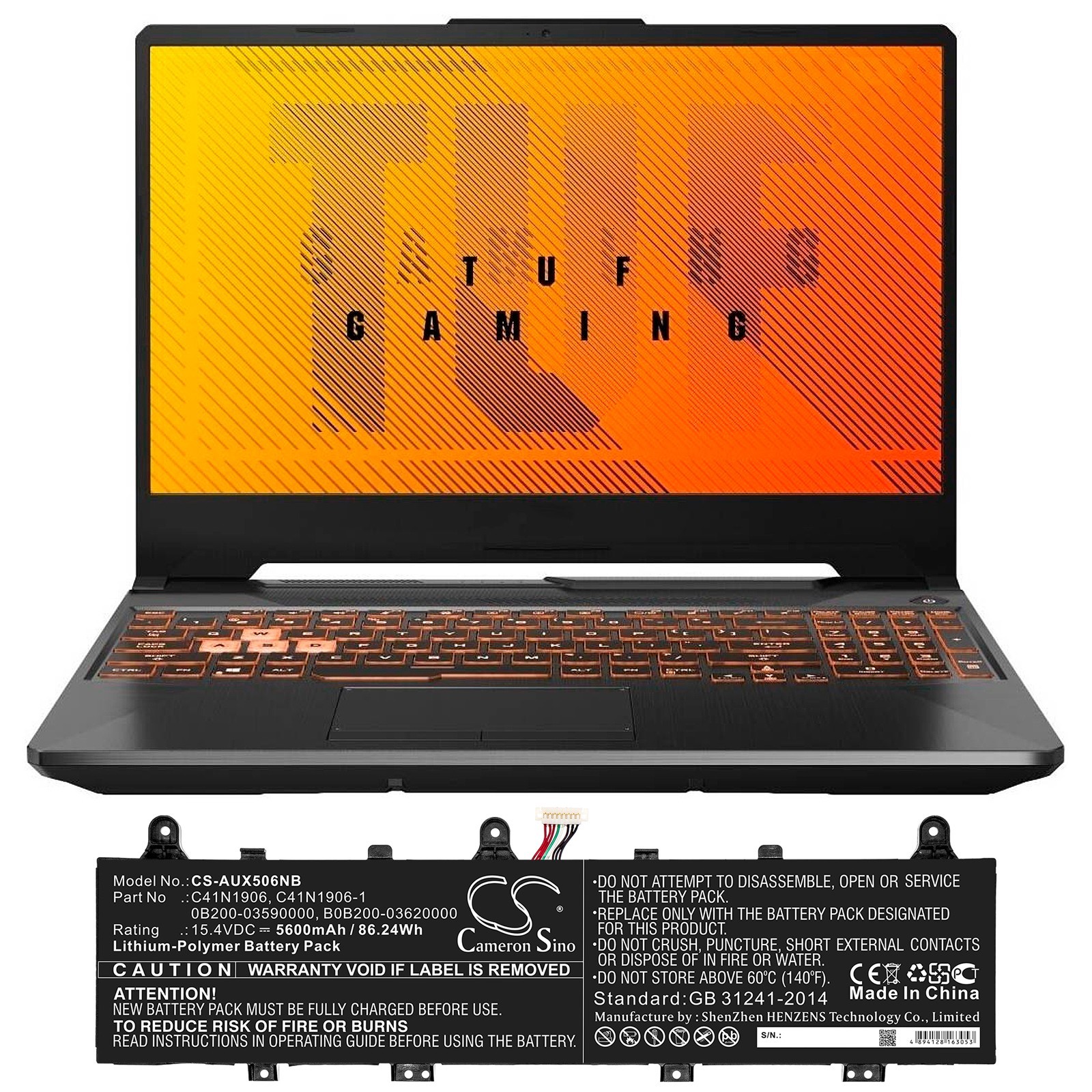 Cameron Sino BATTERIE 5600mAh C41N1906 for ASUS ROG Zephyrus Duo 15 GX550