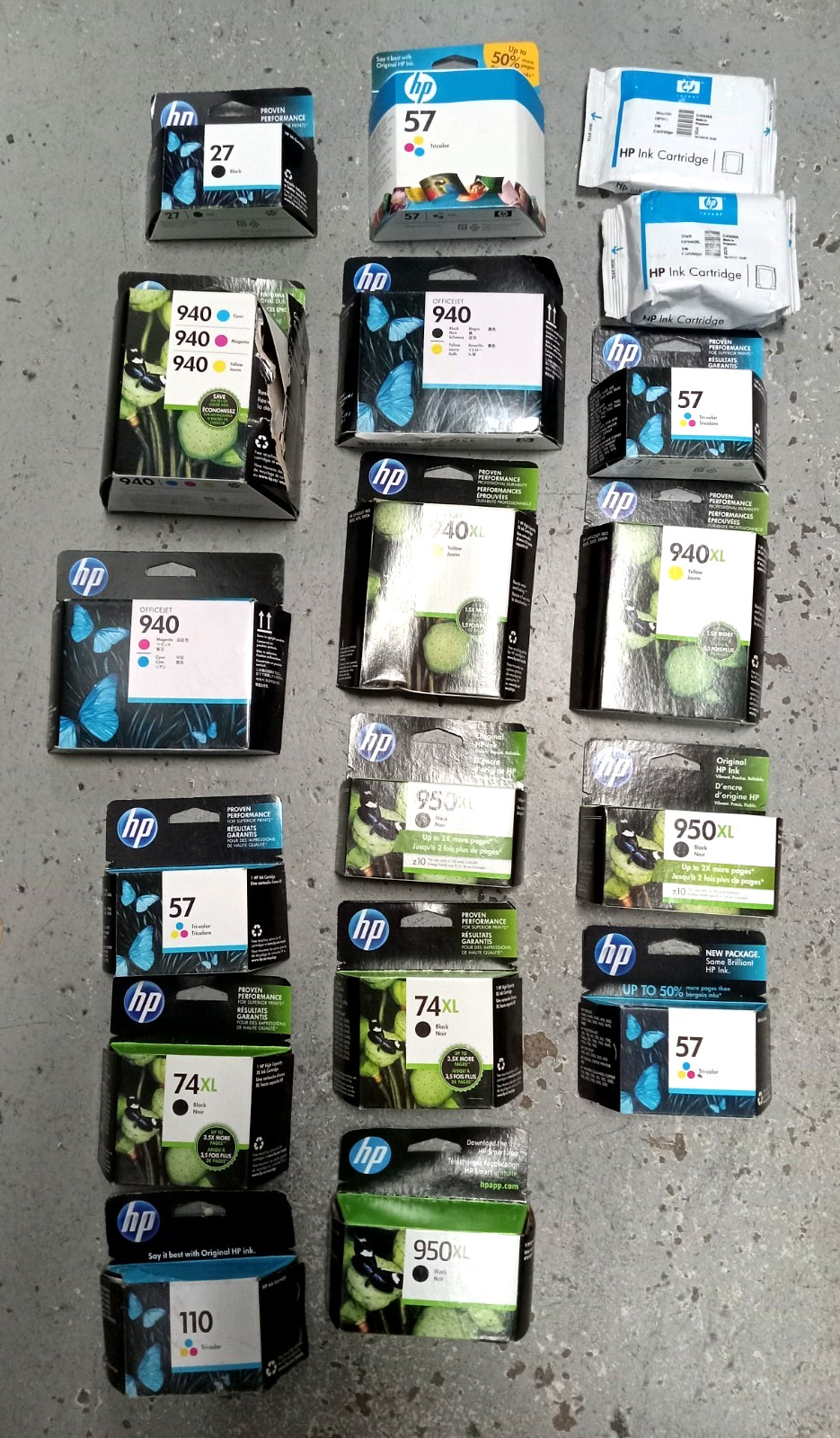 (18)Genuine HP ink, 5X-940, 3X 950XL2X 74XL SEE LIST