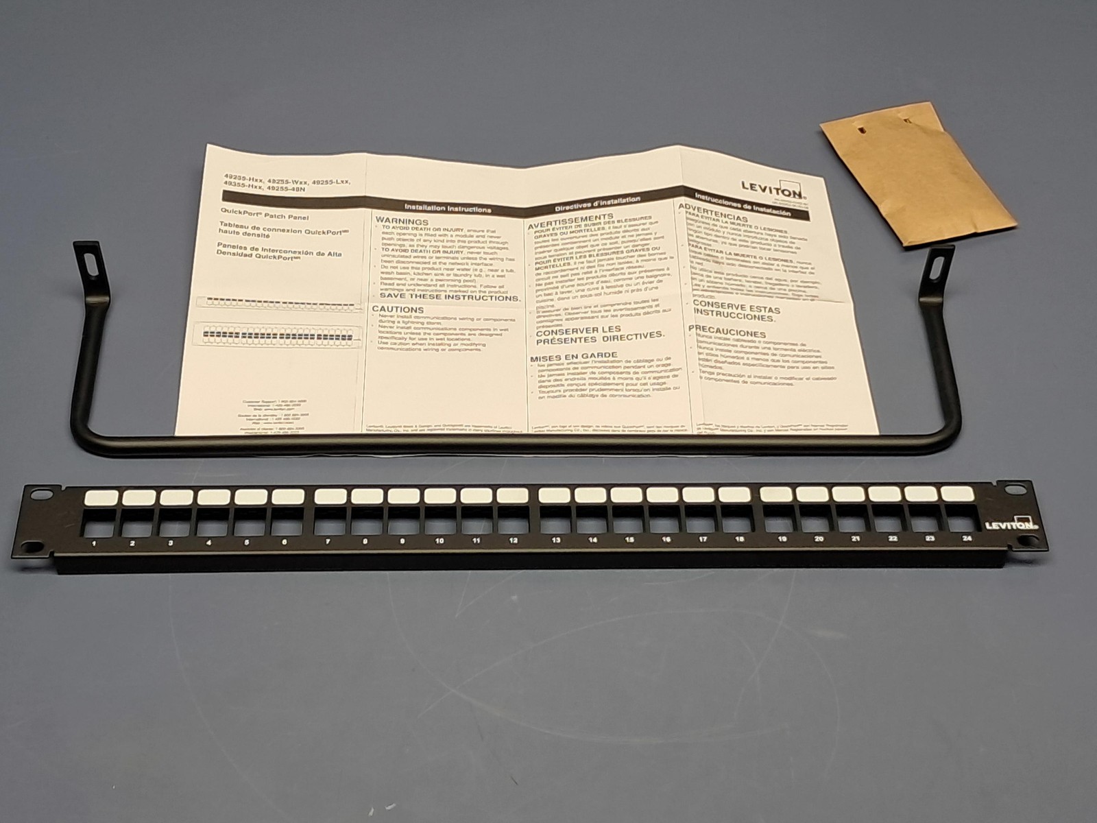 Leviton 49255-H24 QuickPort Patch Panel 24Port 1RU Cable Management Bar