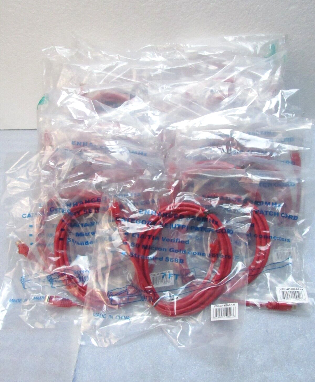 [Lot of 49] CP Technologies 7' Red Cat5e Booted UTP Patch Cord [EP]