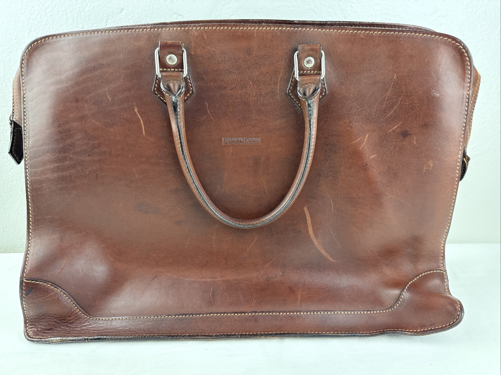 Dooney & Bourke Brown Leather Computer Laptop Briefcase Bag Work Made in Italy