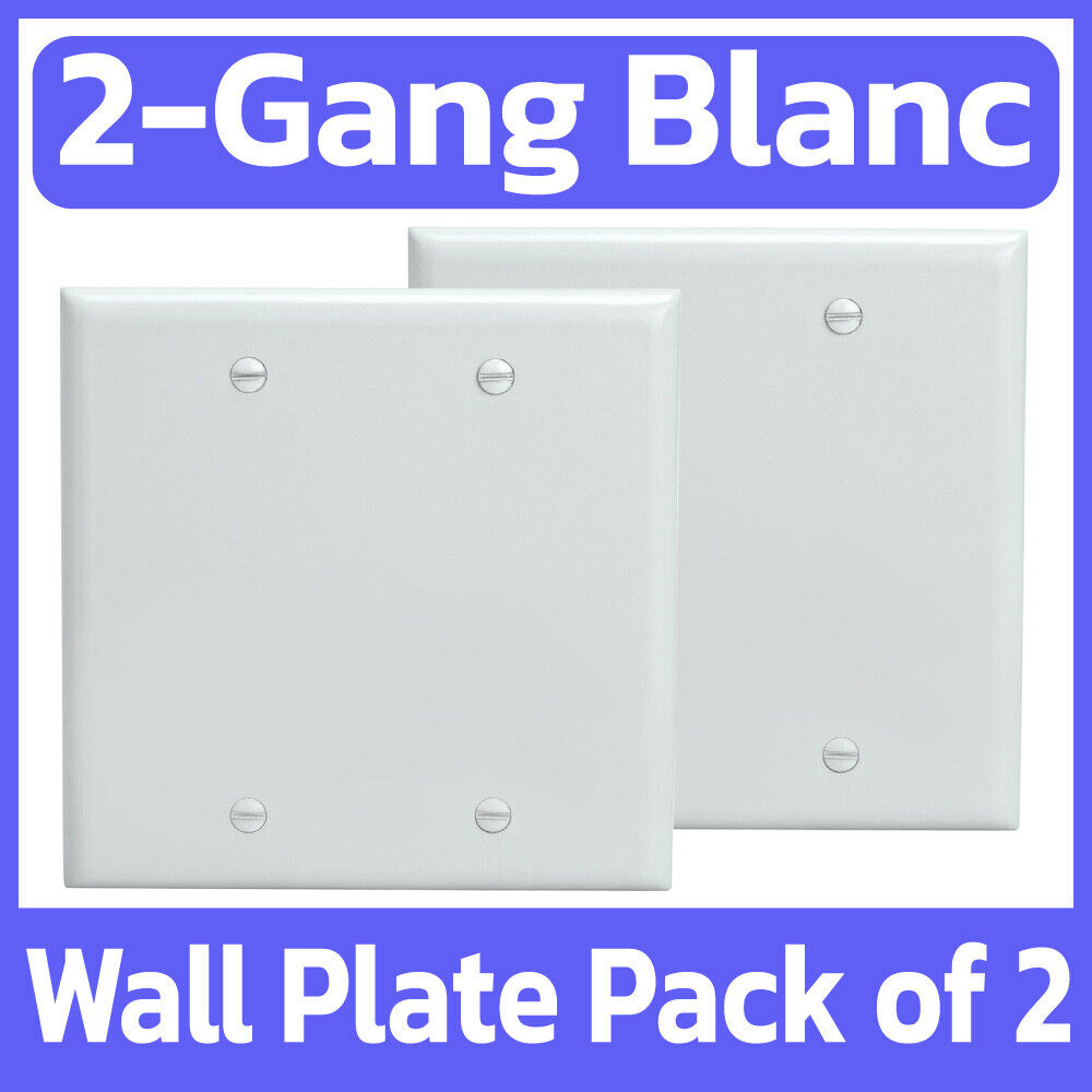 2 Pack White Blank Wall Plate 2-Gang Face Plate No Device Outlet Clear Faceplate