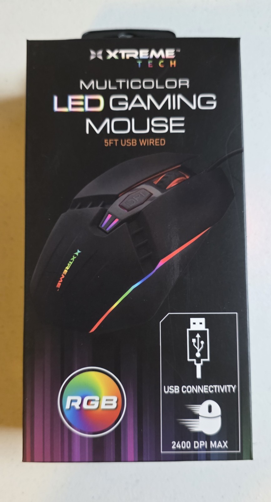 Xtreme Tech Gaming Mouse Multicolor LED RGB 2400 DPI Max 4 button control 