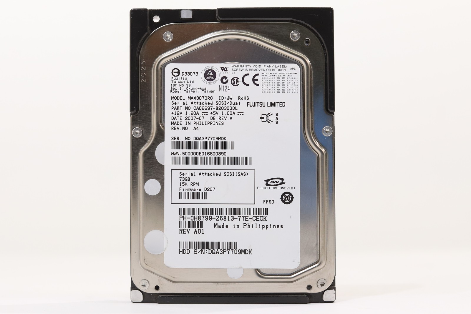 Dell MAX3073RC 73GB 3.5" 3Gb/s 16MB 15K RPM 100% SAS HDD Dell P/N: 0H8799 Tested