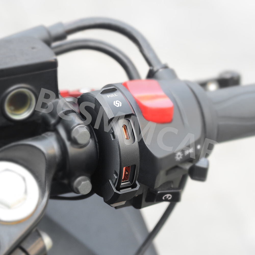 QC3.0 Motorcycle USB Type C Handlebar Mounting Phone Power Charger Adapter 48W