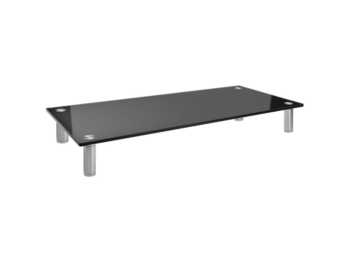 Monoprice Medium Multimedia Stand, Black Glass 25.6" x 11.0" W/ Adjustable Legs