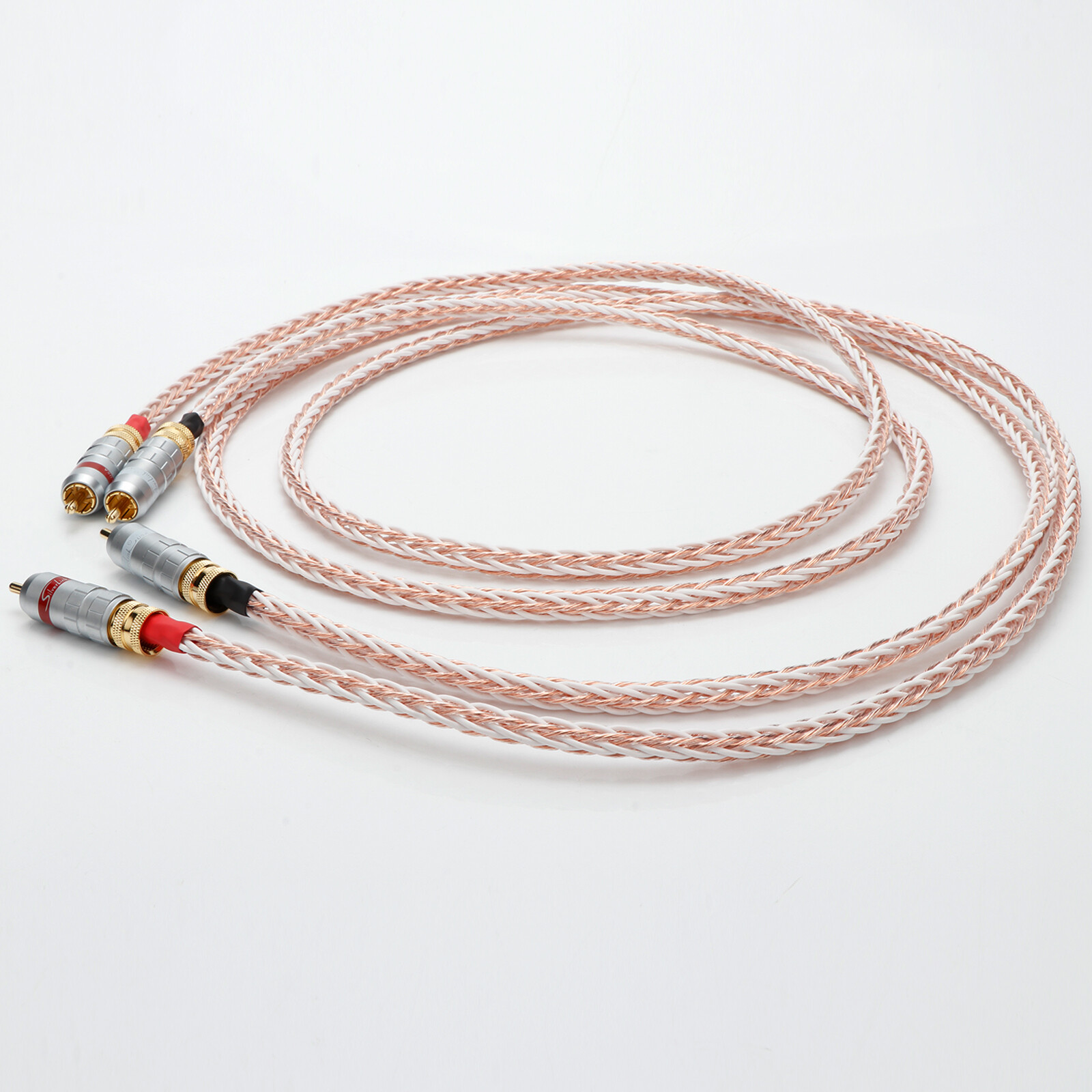 Pair OCC Pure Copper RCA Cable Gold Plated Plug Interconnect Audio Line
