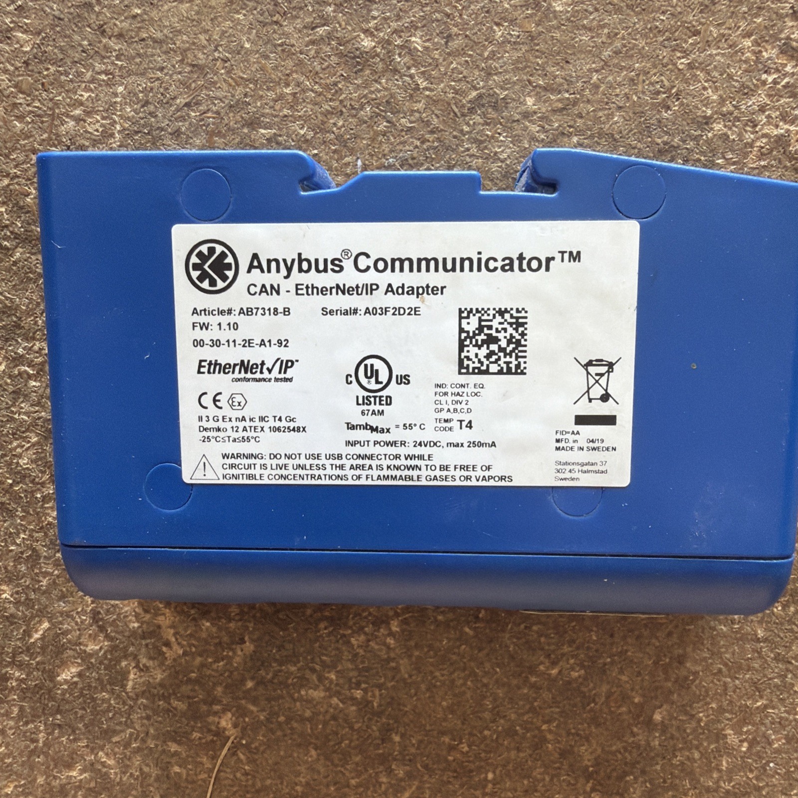 HMS Networks Anybus AB7318-B Communicator CAN-EtherNet/IP Adapter FW 1.08 AB7318