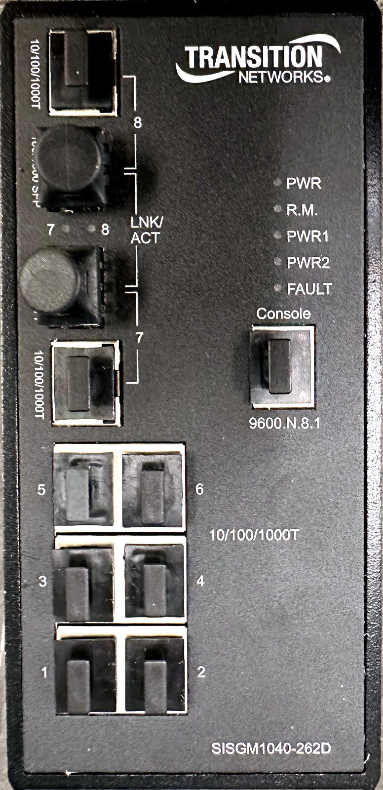 Transition SISGM1040-262D-LR 8-Port 10/100/1000 Managed Hardened Gigabit Switch