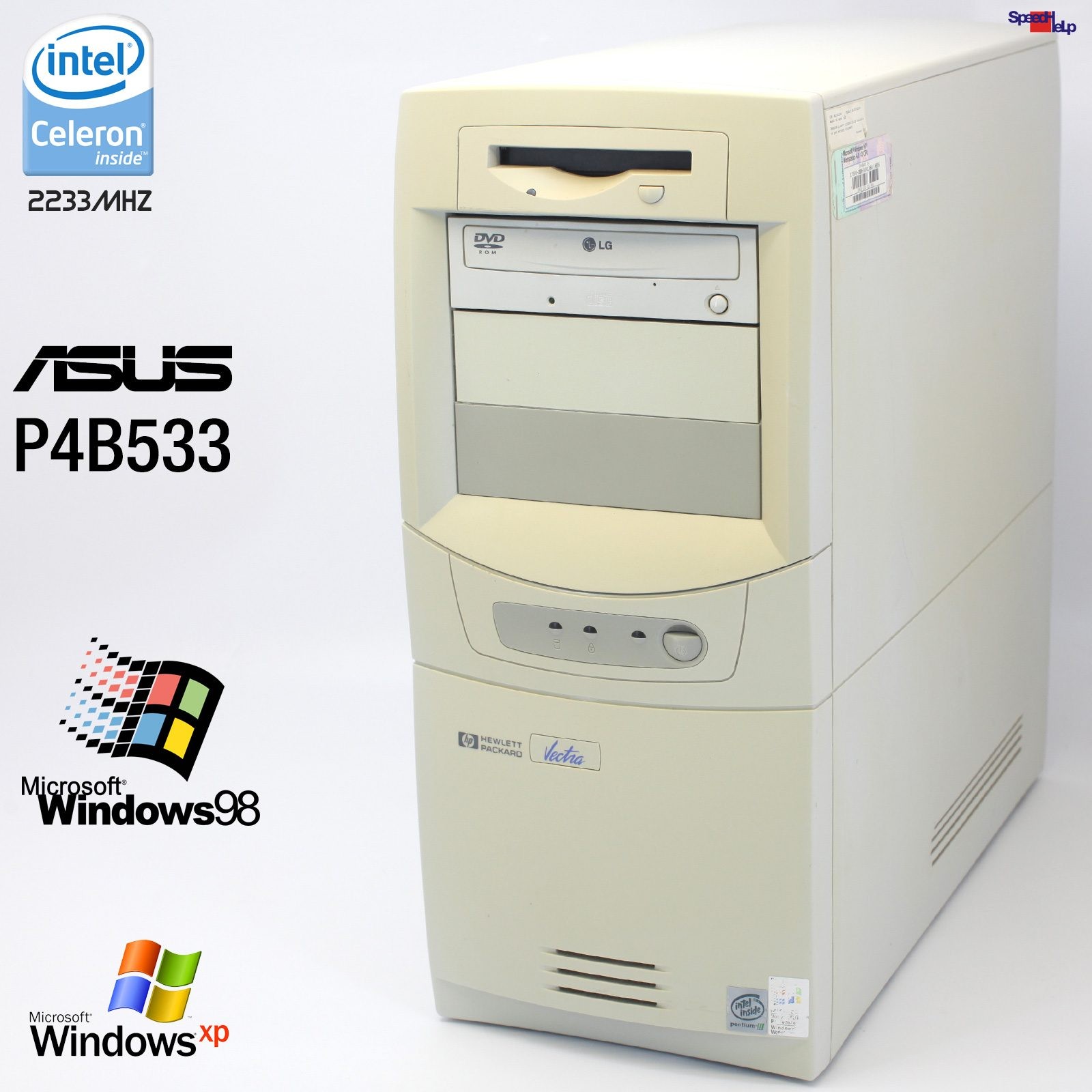 🖥ASUS P4B533 PC COMPUTER CELERON 2200MHZ 512MB LPT COM SOUND LAN WINDOWS 98 SE