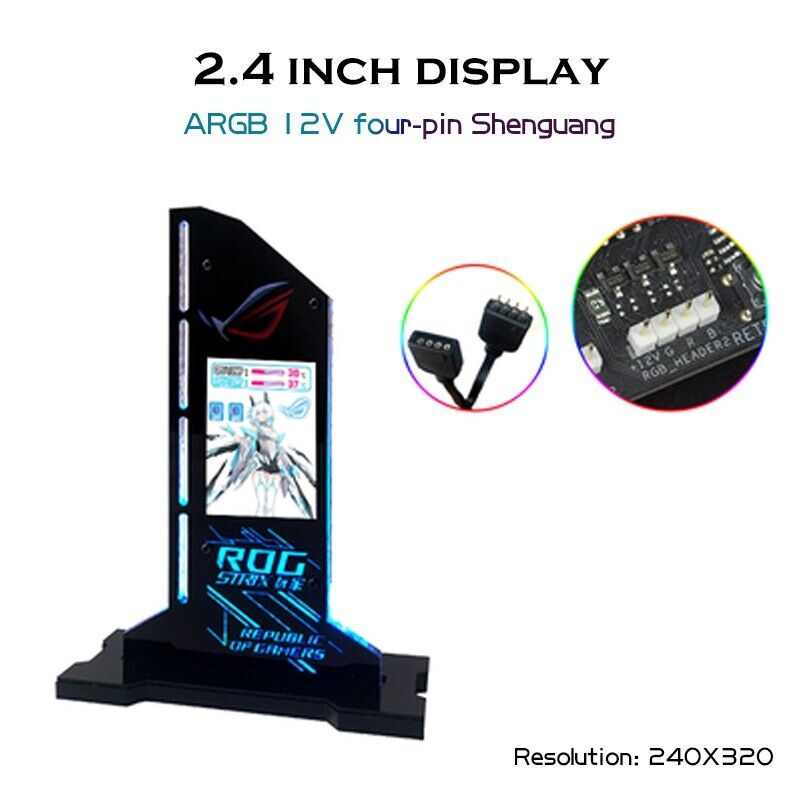 ROG VGA RGB Holder Vertical LCD GPU Bracket Screen LED Temperature Monitor