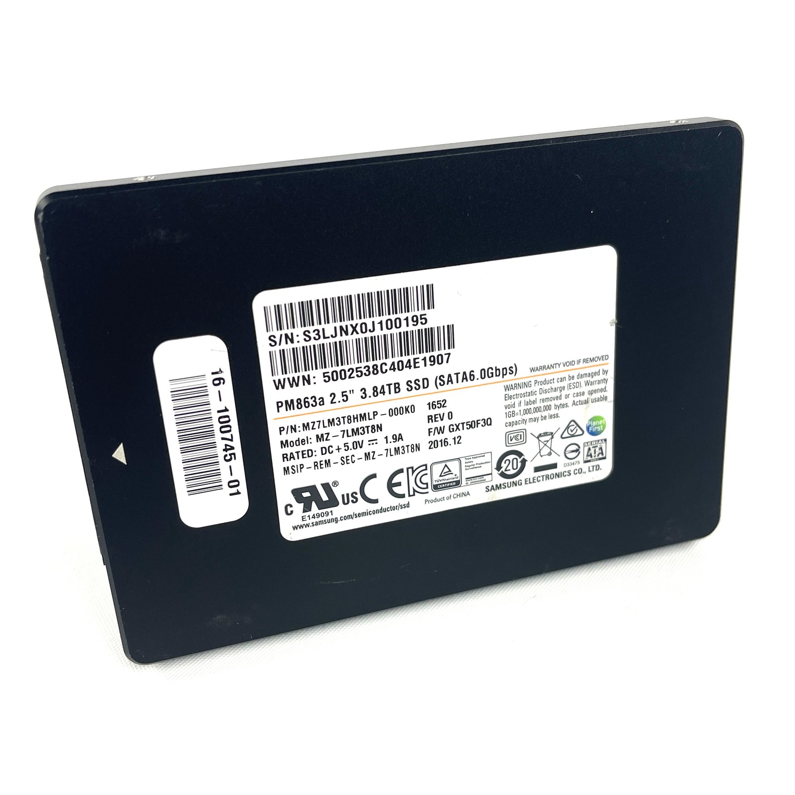 Samsung PM863a 3.84TB 2.5" SSD SATA III Hard Drive MZ-7LM3T8N MZ7LM3T8HML