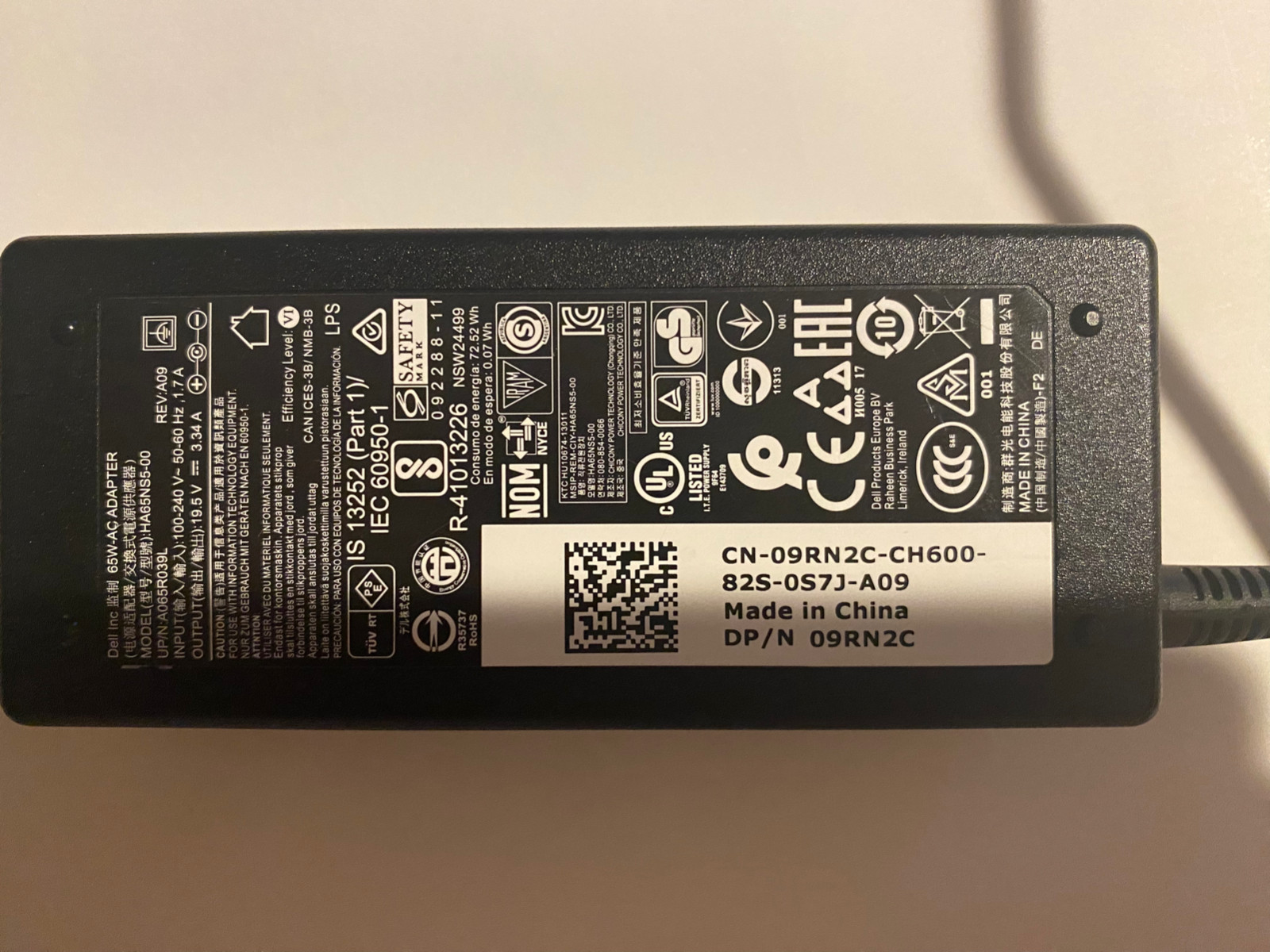 Genuine Dell 65W AC Adapter Model HA65NS5-00 ChromeBook/Latitude/Inspiron