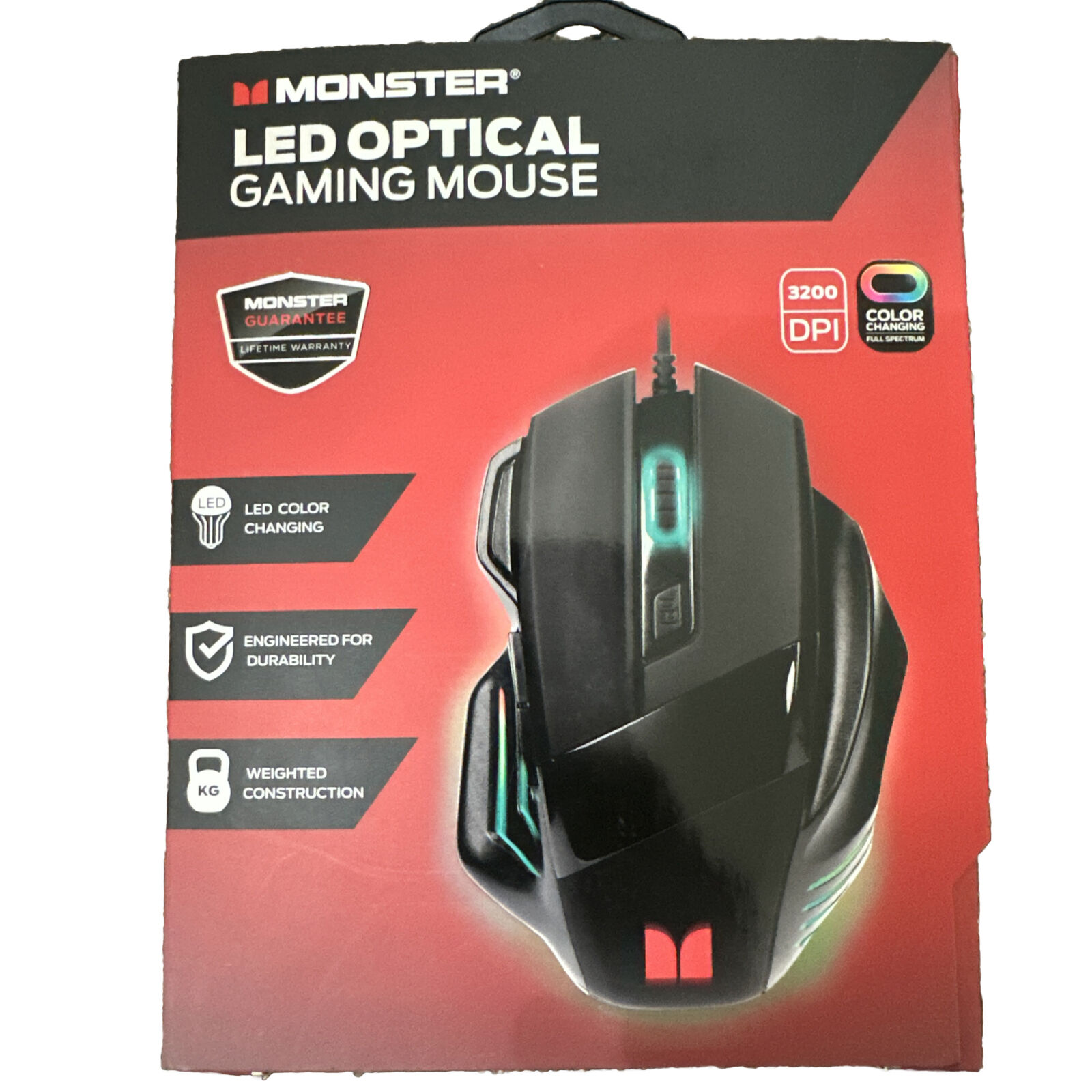 MONSTER LED OPTICAL GAMING MOUSE - RGB NEW IN BOX