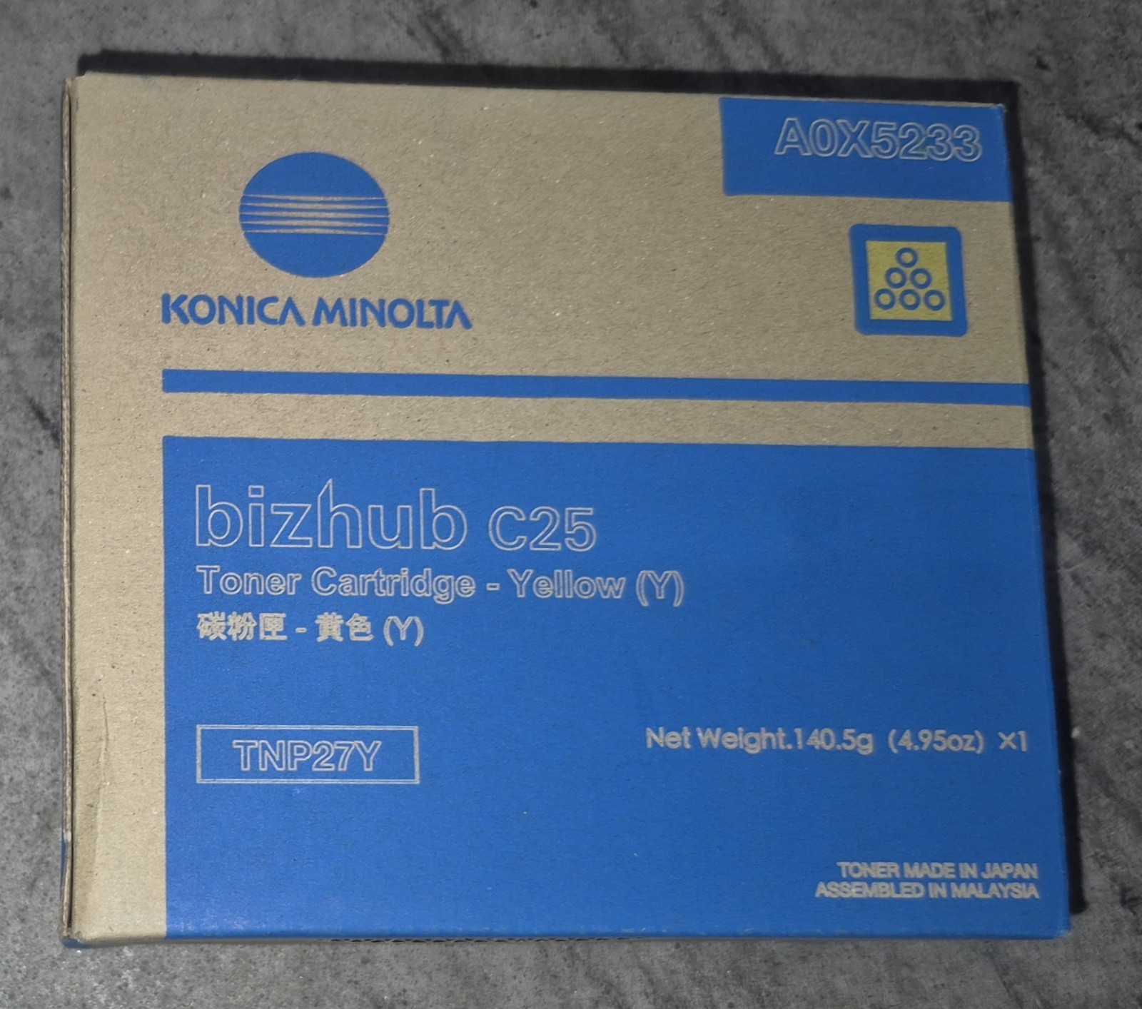 Genuine Konica Minolta TNP27Y A0X5233 Yellow Toner Cartridges Bizhub C25