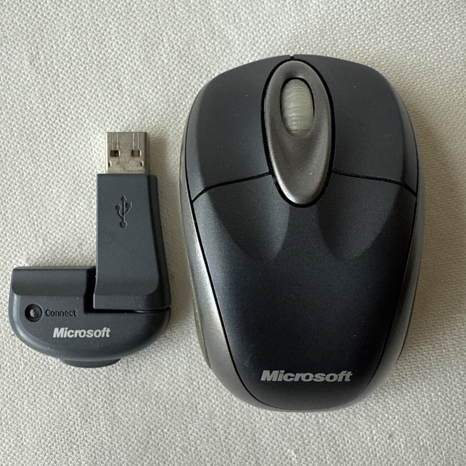 Microsoft Model 1023 Wireless Notebook Optical Mouse W/USB Receiver Gray